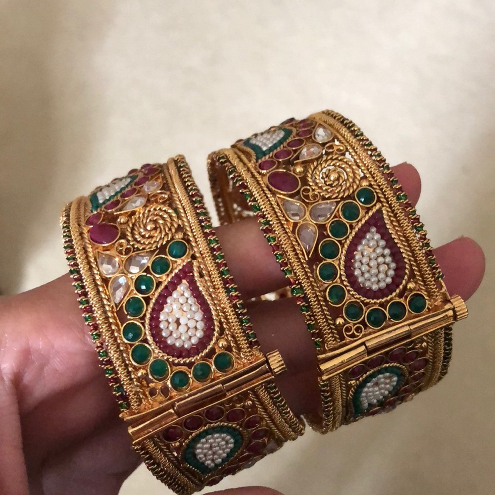 Anthropologie Gold and Multicolor Embellished Bracelets